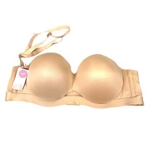 Cacique Womens 48B Beige Lightly Lined Multi Way Strapless Convertible Bra NWT